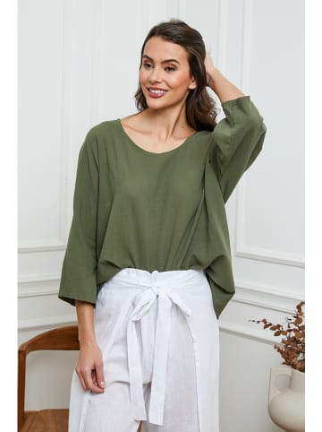 La Compagnie Du Lin Bluse "Fraiche" in Khaki