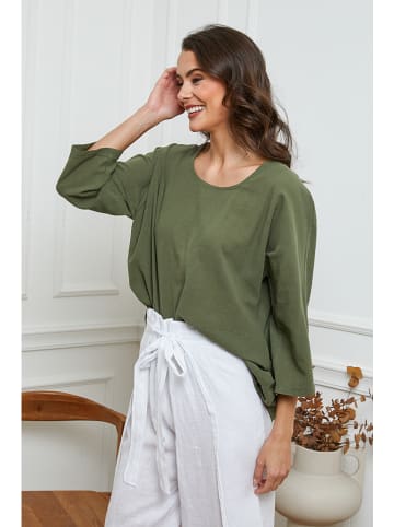 La Compagnie Du Lin Bluzka "Fraiche" w kolorze khaki