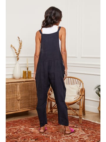 Fleur de Lin Leinen-Latzhose "Corida" in Dunkelblau