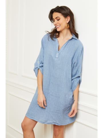 Fleur de Lin Linnen jurk "Basta" blauw