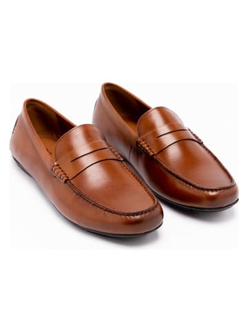 Aldo Leren mocassins lichtbruin