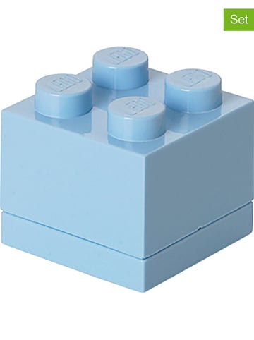 LEGO 3er-Set: Aufbewahrungsboxen "Mini 4" in Hellblau - (B)4,6 x (H)4,3 x (T)4,6 cm