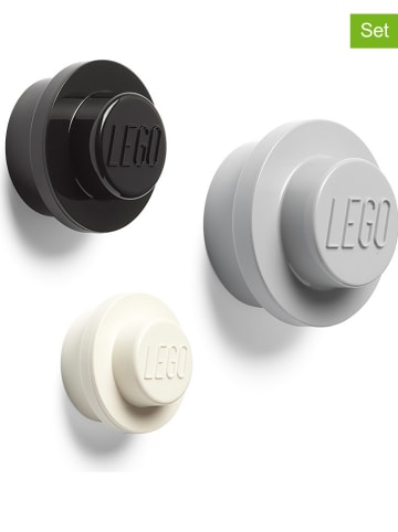 LEGO 3-delige set: wandhaken "Iconic" wit/zwart/grijs