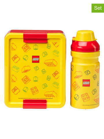 LEGO 2-delige lunchset "Brick" geel/rood