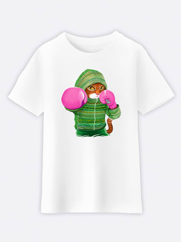 WOOOP Shirt "Boxing Cat" in Weiß