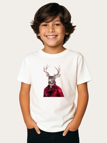 WOOOP Shirt "Red clad deer" in Weiß/ Rot
