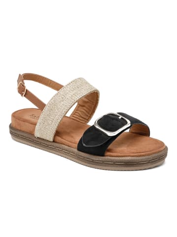 Sixth Sens Sandalen zwart/beige/lichtbruin
