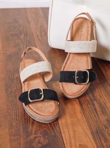 Sixth Sens Sandalen zwart/beige/lichtbruin