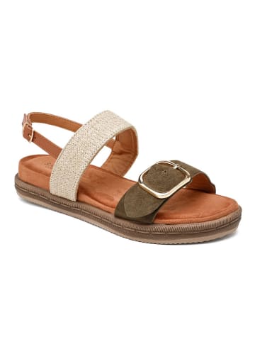 Sixth Sens Sandalen kaki/crème/lichtbruin