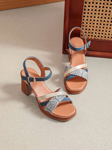 Sixth Sens Sandały w kolorze niebieskim na obcasie