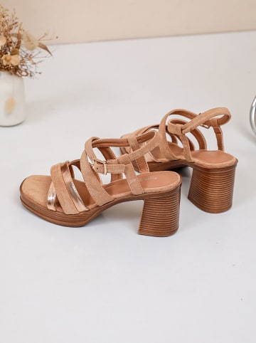 Sixth Sens Haksandalen lichtbruin/goudkleurig
