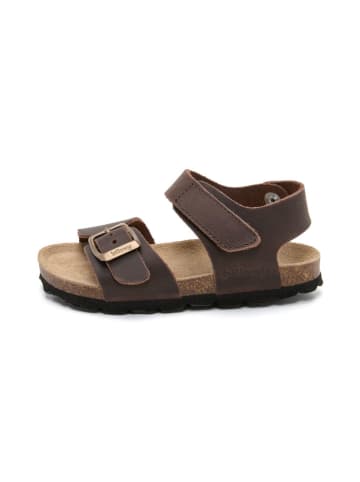 billowy Leder-Sandalen in Braun