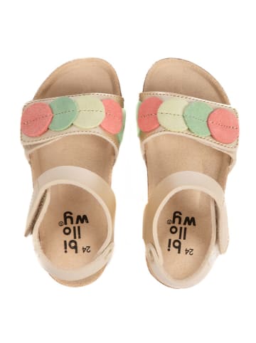 billowy Leren sandalen "Rosso" goudkleurig