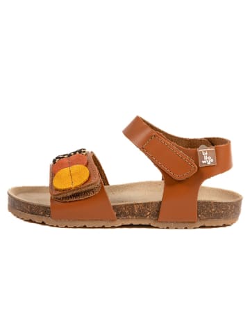 billowy Leren sandalen "Rosso" lichtbruin