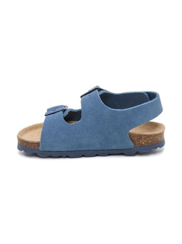 billowy Leder-Sandalen in Blau