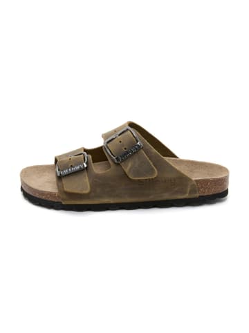 billowy Leren slippers bruin