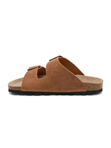 billowy Leren slippers lichtbruin