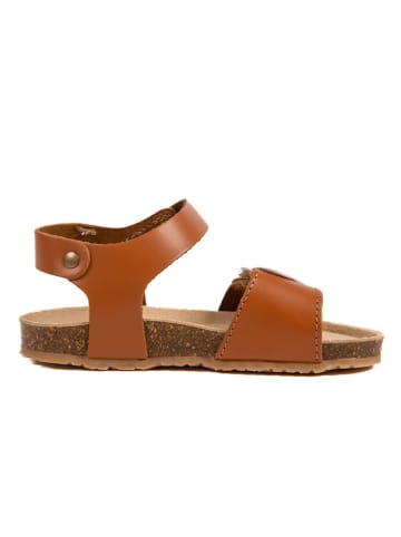 billowy Leren sandalen "Rosso" lichtbruin