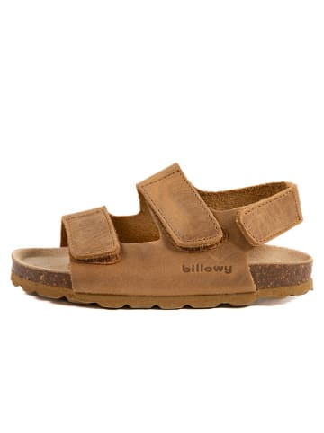 billowy Leren sandalen "Rosso" lichtbruin