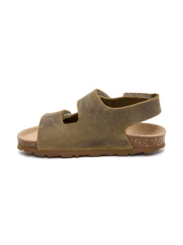 billowy Leder-Sandalen in Khaki