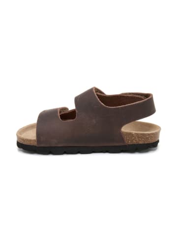 billowy Leder-Sandalen in Braun