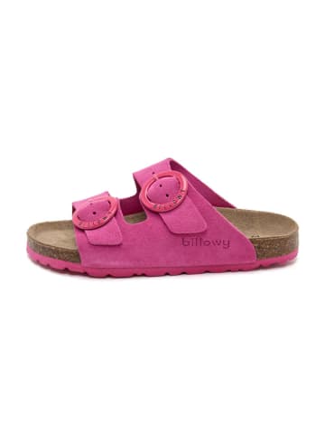 billowy Leder-Pantoletten in Pink