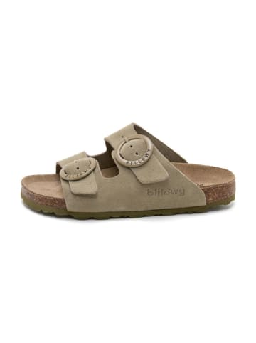 billowy Leren slippers kaki
