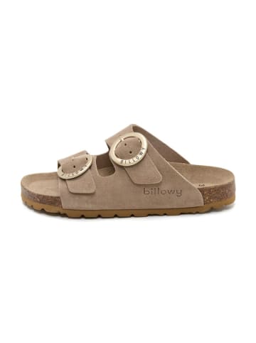 billowy Leder-Pantoletten in Beige