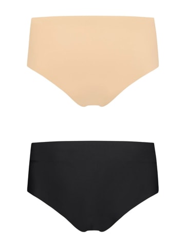 Bye Bra 2er-Set: Taillenslips in Beige/ Schwarz