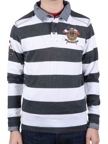 Peak Mountain Koszulka polo w kolorze antracytowo-białym