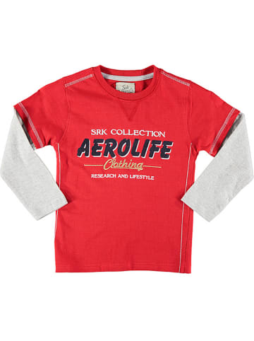 Peak Mountain Longsleeve in Rot/ Grau