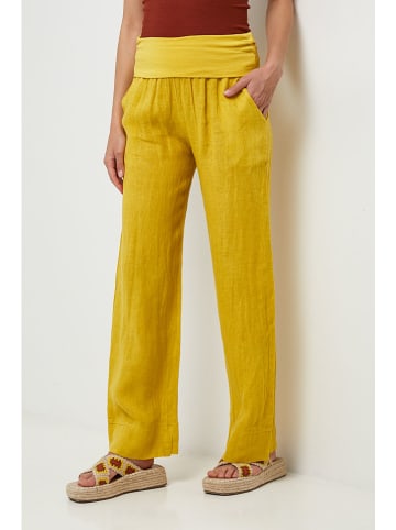 Lin Passion Lniane spodnie w kolorze żółtym