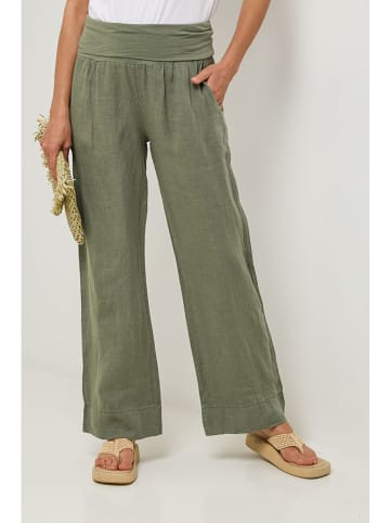 Lin Passion Lniane spodnie w kolorze khaki