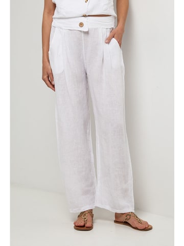 Lin Passion Lniane spodnie w kolorze białym