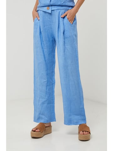 Lin Passion Lniane spodnie w kolorze błękitnym