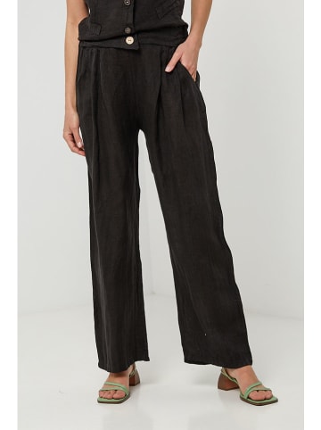 Lin Passion Lniane spodnie w kolorze czarnym