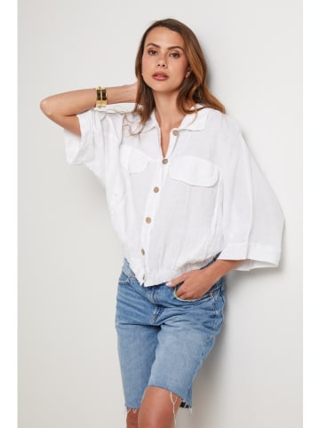 Lin Passion Lniana kurtka koszulowa w kolorze białym