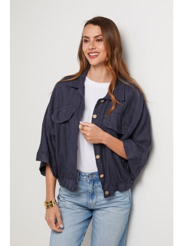 Lin Passion Leinen-Hemdjacke in Dunkelblau