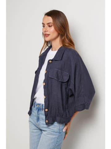 Lin Passion Leinen-Hemdjacke in Dunkelblau