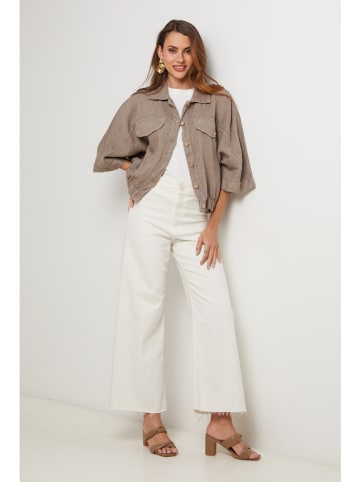 Lin Passion Leinen-Hemdjacke in Taupe