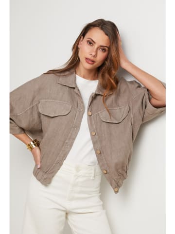 Lin Passion Leinen-Hemdjacke in Taupe