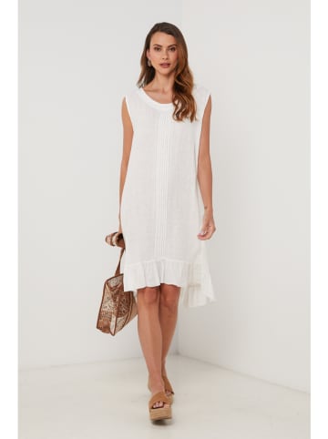 Lin Passion Lniana sukienka w kolorze białym