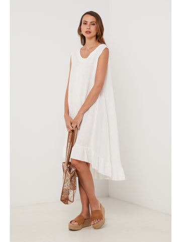 Lin Passion Lniana sukienka w kolorze białym