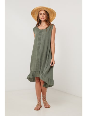 Lin Passion Lniana sukienka w kolorze khaki