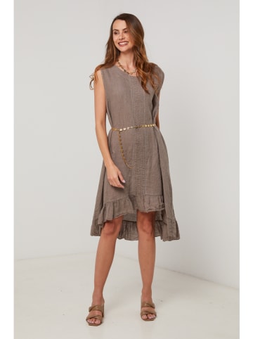 Lin Passion Lniana sukienka w kolorze szarobrązowym