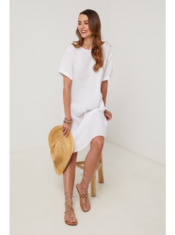 Lin Passion Lniana sukienka w kolorze białym