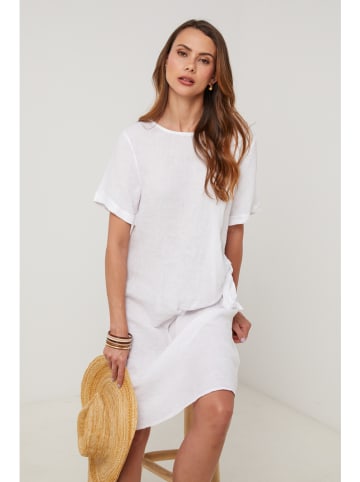Lin Passion Lniana sukienka w kolorze białym