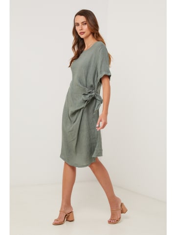 Lin Passion Lniana sukienka w kolorze khaki