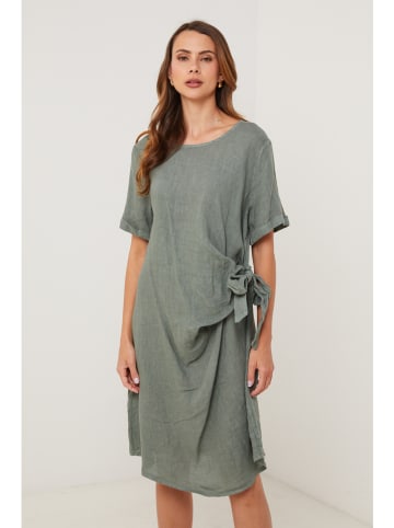 Lin Passion Lniana sukienka w kolorze khaki
