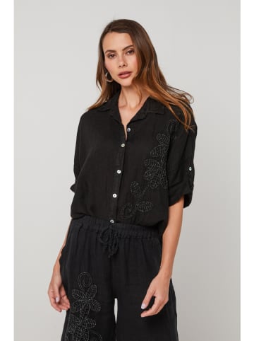 Lin Passion Linnen blouse zwart